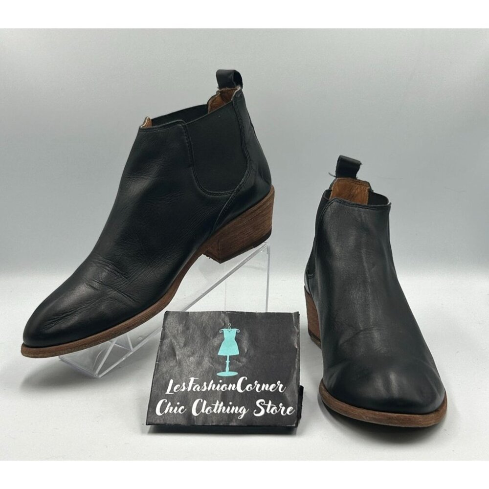 Frye Women's Black Leather Carson Chelsea Pull On Ankle Boots Size 9.5M 3250